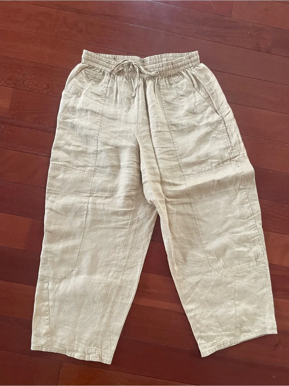 Banana Republic Women’s Lightweight Drawstring Linen Pants - Cream